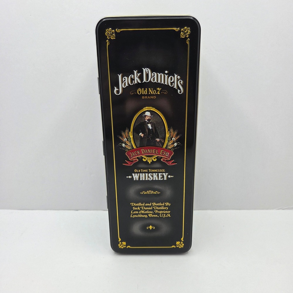Jack Daniel's Whiskey Collectible Tin Box Old No 7 Black Gold Bar Decor USA Made